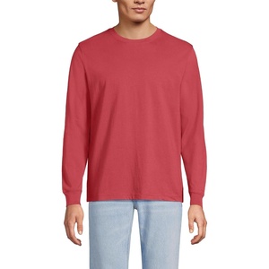 image:imageLands End Mens SuperT Long Sleeve TShirt  575 oz Midweight Cotton Covered Neck Seam Sewn Side Seams Rib Cuffs Layering Big and Tall SizesRosewood