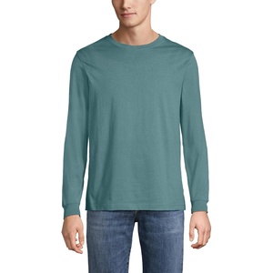 image:imageLands End Mens SuperT Long Sleeve TShirt  575 oz Midweight Cotton Covered Neck Seam Sewn Side Seams Rib Cuffs Layering Big and Tall SizesTourmaline