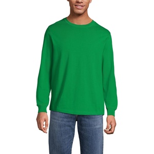 image:imageLands End Mens SuperT Long Sleeve TShirt  575 oz Midweight Cotton Covered Neck Seam Sewn Side Seams Rib Cuffs Layering Big and Tall SizesTrue Green