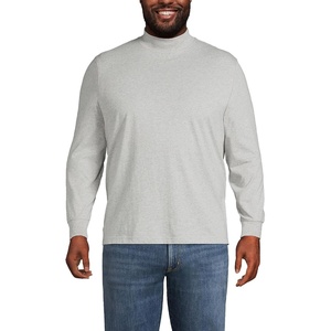 image:imageLands End Mens SuperT Mock Turtleneck  Breathable Cotton Jersey Rib Knit Trim With Spandex MidHip Length Layering Big and Tall SizesGray Heather