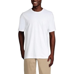 image:imageLands End Mens SuperT Short Sleeve TShirt  575 oz Midweight Cotton Covered Neck Seam Reinforced Shoulders Everyday Layering Big and Tall SizesWhite