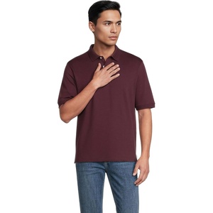 image:imageLands End Mens Supima Cotton Polo Shirt  Short Sleeve AmericanGrown Supima Interlock Knit Raised Collar Straight Hem Business Casual Big and TallLush Burgundy