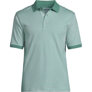 image:imageLands End Mens Supima Cotton Polo Shirt  Short Sleeve AmericanGrown Supima Interlock Knit Raised Collar Straight Hem Business Casual Big and TallMineral Aqua Stripe