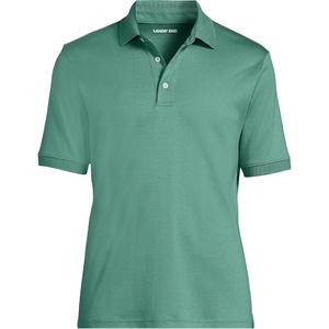 image:imageLands End Mens Supima Cotton Polo Shirt  Short Sleeve AmericanGrown Supima Interlock Knit Raised Collar Straight Hem Business Casual Big and TallMineral Aqua