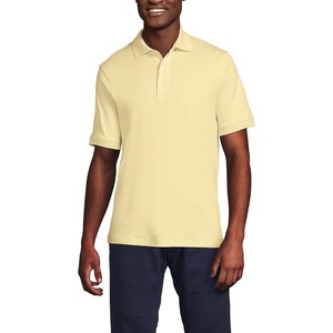 image:imageLands End Mens Supima Cotton Polo Shirt  Short Sleeve AmericanGrown Supima Interlock Knit Raised Collar Straight Hem Business Casual Big and TallPale Yellow
