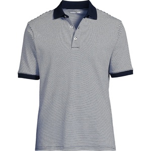 image:imageLands End Mens Supima Cotton Polo Shirt  Short Sleeve AmericanGrown Supima Interlock Knit Raised Collar Straight Hem Business Casual Big and TallRadiant Navy Micro Stripe