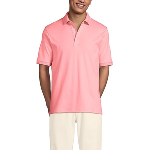image:imageLands End Mens Supima Cotton Polo Shirt  Short Sleeve AmericanGrown Supima Interlock Knit Raised Collar Straight Hem Business Casual Big and TallSunset Coral Pink