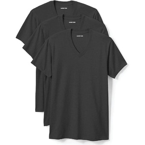 image:imageLands End Mens VNeck Undershirt 3 Pack  Combed Cotton Tubular Knit Taped Neck Seam Three Pack Layering Base Layer Big and Tall SizesBlack