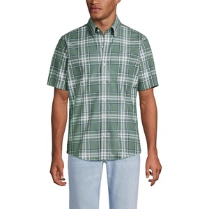 image:imageMens Short Sleeve No Iron Twill ShirtEucalyptusNavy Plaid