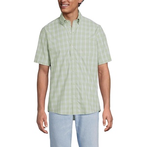 image:imageMens Short Sleeve No Iron Twill ShirtLight Stone Green Plaid