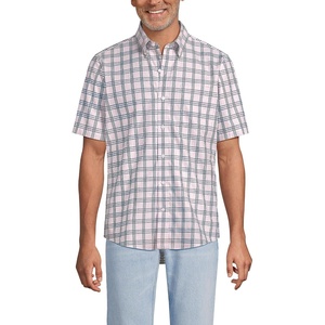 image:imageMens Short Sleeve No Iron Twill ShirtSea Salt PinkNavy Plaid