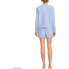 image:imageLands End Womens Cotton Poplin 2 Piece Pajama Set  Long Sleeve Top and Shorts with PipingBrisk BlueRose Pink Stripe