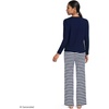 image:imageLands End Womens Knit 2 Piece Pajama Set  Long Sleeve Top and PantsDeep Sea Navy Even Stripe