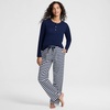 image:imageLands End Womens Knit 2 Piece Pajama Set  Long Sleeve Top and PantsDeep Sea Navy Even Stripe