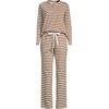 image:imageLands End Womens Knit 2 Piece Pajama Set  Long Sleeve Top and PantsRich Ginger Even Stripe