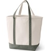 image:imageLands End Open Top Canvas Tote Bag Large Regular Handle NaturalDark Olive Green
