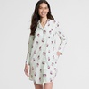 image:imageLands End Womens Cotton Poplin Long Sleeve Sleepshirt NightgownPink FloralCelery Stripe