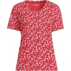 image:imageLands End Womens Supima VNeck TShirt  AmericanGrown Supima Cotton Relaxed Fit Straight Hem Tagless Layering Petite and Plus SizesCompass Red Wispy Floral