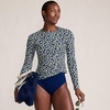 image:imageLands End Womens UPF 50 Rash Guard  Long Sleeve Chlorine Resistant Crew Neck MoistureWicking Beach Paddleboarding Petite and Plus SizesNavy Mini Bloom Floral
