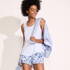 image:imageWomens Sleeveless Power Performance Scoop Neck Curved Hem Tunic TankSoft Sky Blue Pinstripe