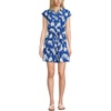 image:imageLands End Womens Cap Sleeve Creaseless ButtonDown RomperVibrant Lapis Tropic Floral