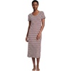 image:imageLands End Womens Cotton Short Sleeve Midcalf NightgownRich Burgundy Even Stripe