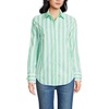 image:imageLands End Womens Poplin Tie Sleeve ShirtWintergreenWhite Stripe