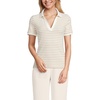 image:imageLands End Womens Short Sleeve Wide Rib PoloChampagne Dual Stripe