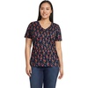 image:imageLands End Womens Supima VNeck TShirt  AmericanGrown Supima Cotton Relaxed Fit Straight Hem Tagless Layering Petite and Plus SizesDeep Sea Mini Poppy Floral