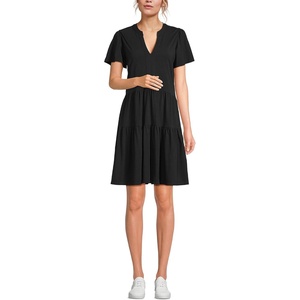 image:imageLands End Womens Cotton Jersey Tiered Mini DressBlack