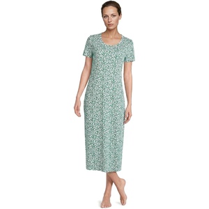image:imageLands End Womens Cotton Short Sleeve Midcalf NightgownVibrant Clover Pressed Floral