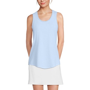 image:imageWomens Sleeveless Power Performance Scoop Neck Curved Hem Tunic TankSoft Sky Blue Pinstripe