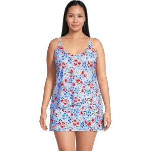 image:imageWomens Tulip Hem Tankini TopSoft Cloud Blue Poppy Floral
