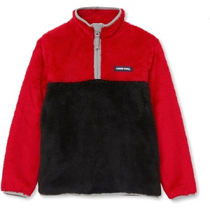 image:imageLands End Kids Heritage Fleece Quarter Zip Pullover TopBlackBright Red