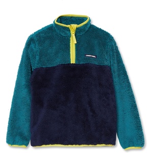 image:imageLands End Kids Heritage Fleece Quarter Zip Pullover TopNavyHarbor Blue