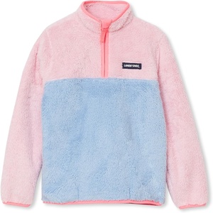 image:imageLands End Kids Heritage Fleece Quarter Zip Pullover TopSky BluePink Tulle