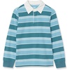 image:imageLands End Boys Long Sleeve Collared Rugby ShirtTourmalineEgret Stripe