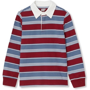 image:imageLands End Boys Long Sleeve Collared Rugby ShirtCabernetDark Blue Stripe