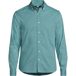 image:imageLands End Mens Wrinkle Resistant Dress Shirt  Stretch Twill Buttondown Collar MoistureWicking Business Casual Travel Big and Tall SizesTourmaline Gingham
