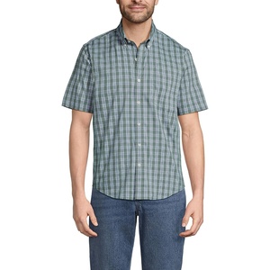 image:imageMens Traditional Fit Short Sleeve Travel Kit ShirtEucalyptusWhite Plaid
