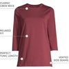 image:imageLands End Womens 34 Sleeve Supima Cotton Crewneck TunicRich Burgundy