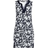 image:imageWomens Cotton Jersey Notch Neck Dress with SoutacheBlackWhite Blossom Floral