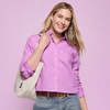 image:imageWomens No Iron Boxy Cropped ShirtAster Pink Triple Stripe