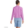 image:imageWomens No Iron Boxy Cropped ShirtAster Pink Triple Stripe
