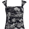 image:imageWomens Square Neck Underwire Square Back Tankini Swimsuit TopBlack Tropical Scene