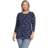 image:imageLands End Womens 34 Sleeve Supima Cotton Crewneck TunicDeep Sea Multi Floral Vine