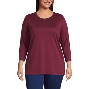image:imageLands End Womens 34 Sleeve Supima Cotton Crewneck TunicBurgundy