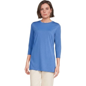 image:imageLands End Womens 34 Sleeve Supima Cotton Crewneck TunicMuted Cobalt Blue
