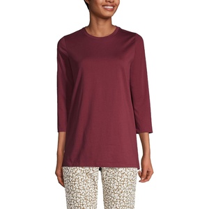 image:imageLands End Womens 34 Sleeve Supima Cotton Crewneck TunicRich Burgundy