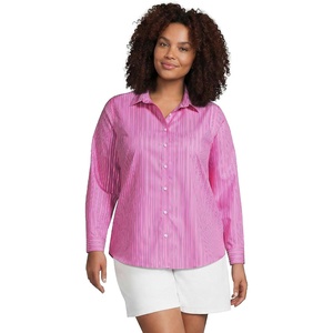 image:imageLands End Womens Pinwale Cord Long Sleeve ShirtBright Pink Stripe